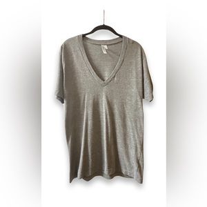 American Apparel Grey V neck shirt sleeve tee - size large.